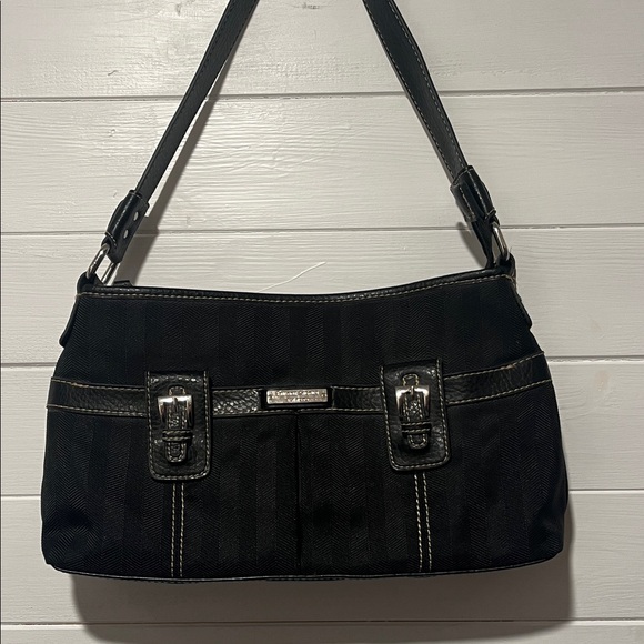 Etienne Aigner Black Shoulder Bag with Leather Buckle Details and Strap - Picture 1 of 6